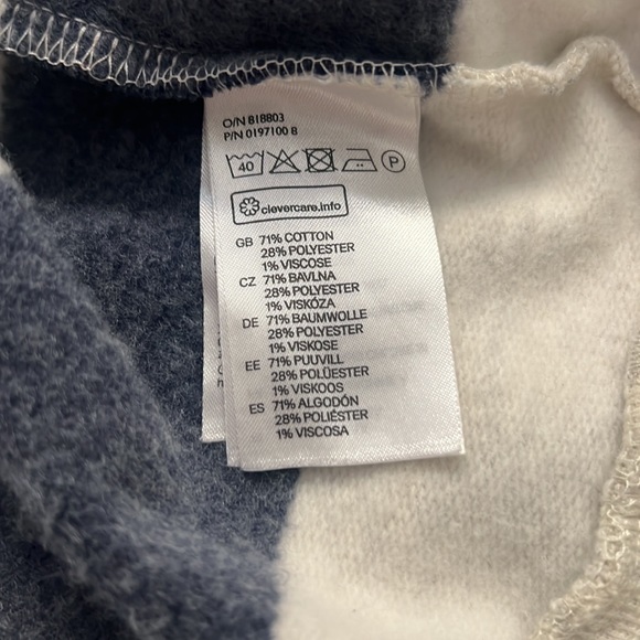 U88- Divided (H&M) Blue Gray Stripe Cowl Neck Sweatshirt Sweater Size Medium - Picture 6 of 7